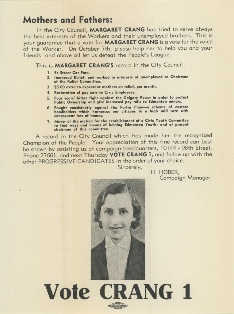 Margaret Crang Campaign Poster