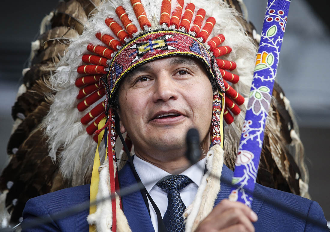 Wab Kinew Performs a Pipe Ceremony at Swearing-In Ceremony