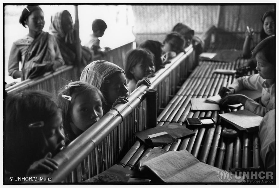 Refugee children at Tracing Centre in Khao I Dang camp, Thailand, 1980