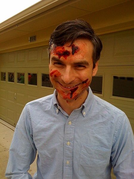 Marcel Dzama on the set of a Spike Jonze film, in 2010