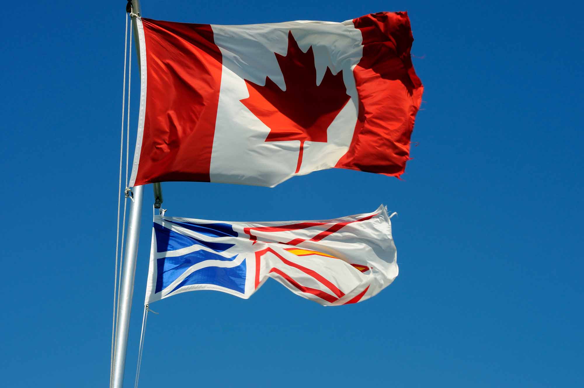 Canadian and Newfoundland & Labrador Flags