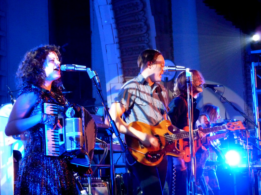 Arcade Fire performing in Los Angeles, 2011.