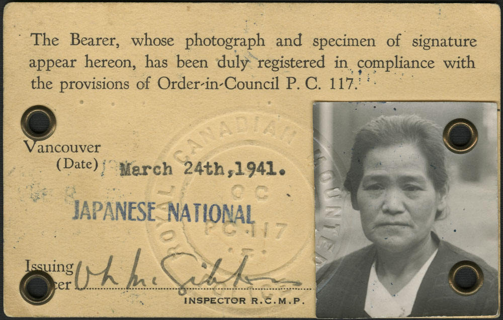 Internment identification card of Taka Sakamoto