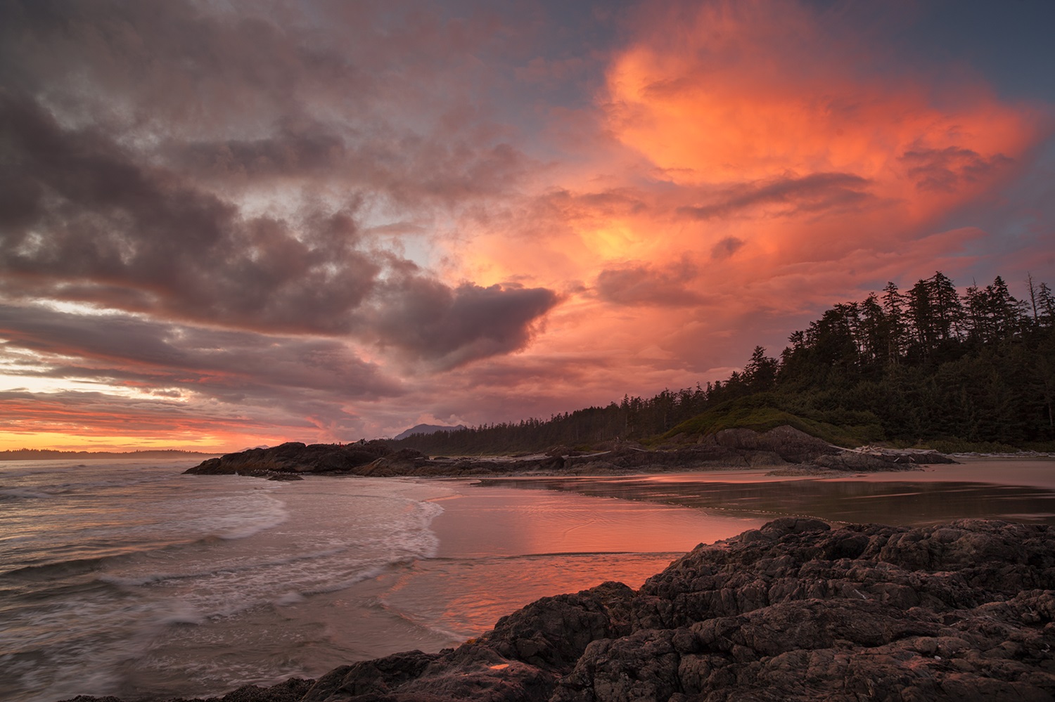 Beach at sunset.